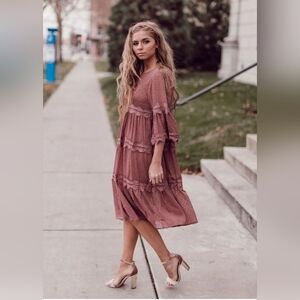 NWOT Orange Creek Dusty Pink Polly Dress Sz L